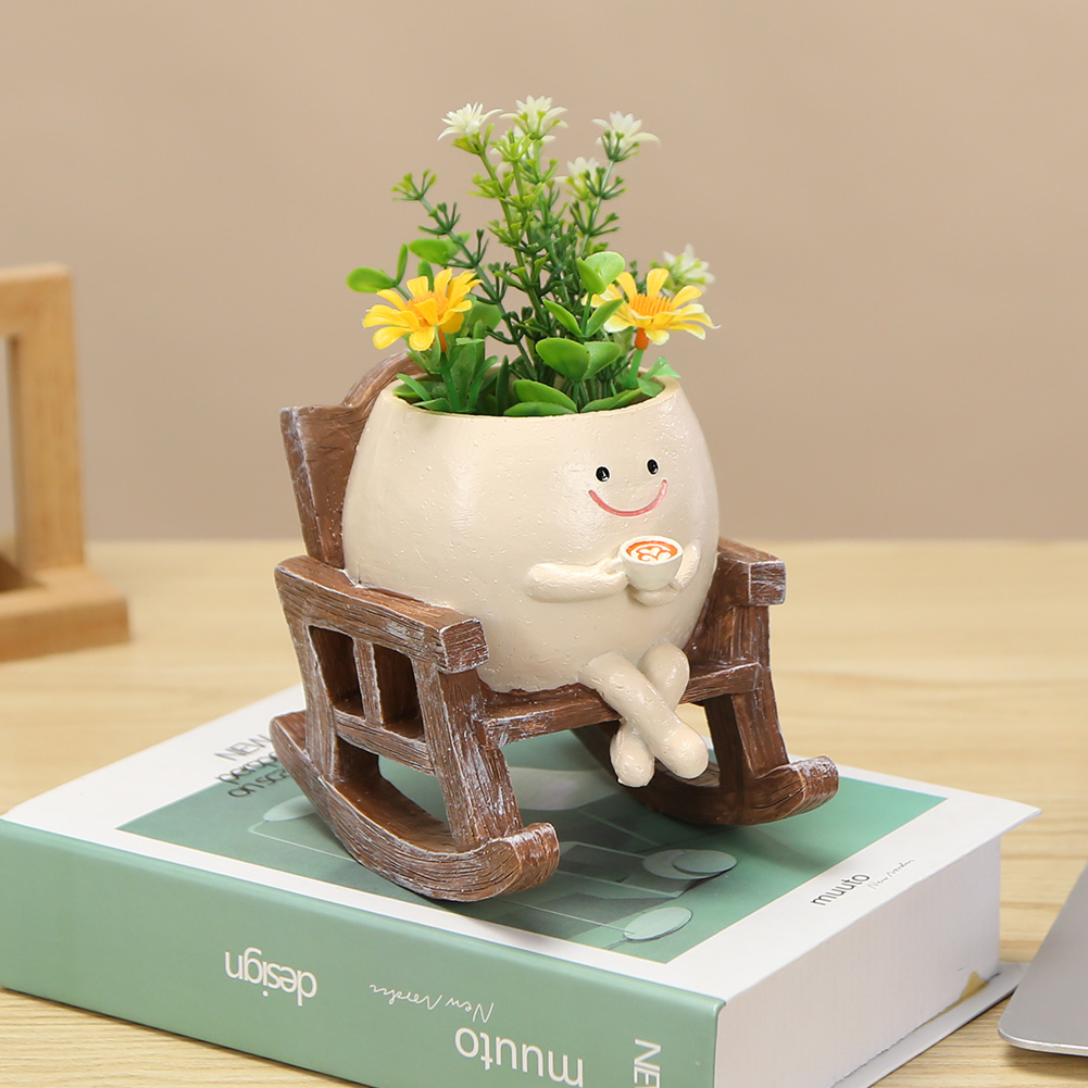 Echeveria Succulent - أصيص نباتات عصارية بتصميم كرسي هزاز/أرجوحة