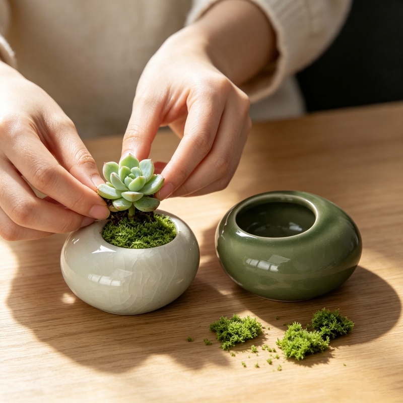 وعاء نباتات صغير بتصميم متشقق  - مراجعة Echeveria Succulent وسعره
