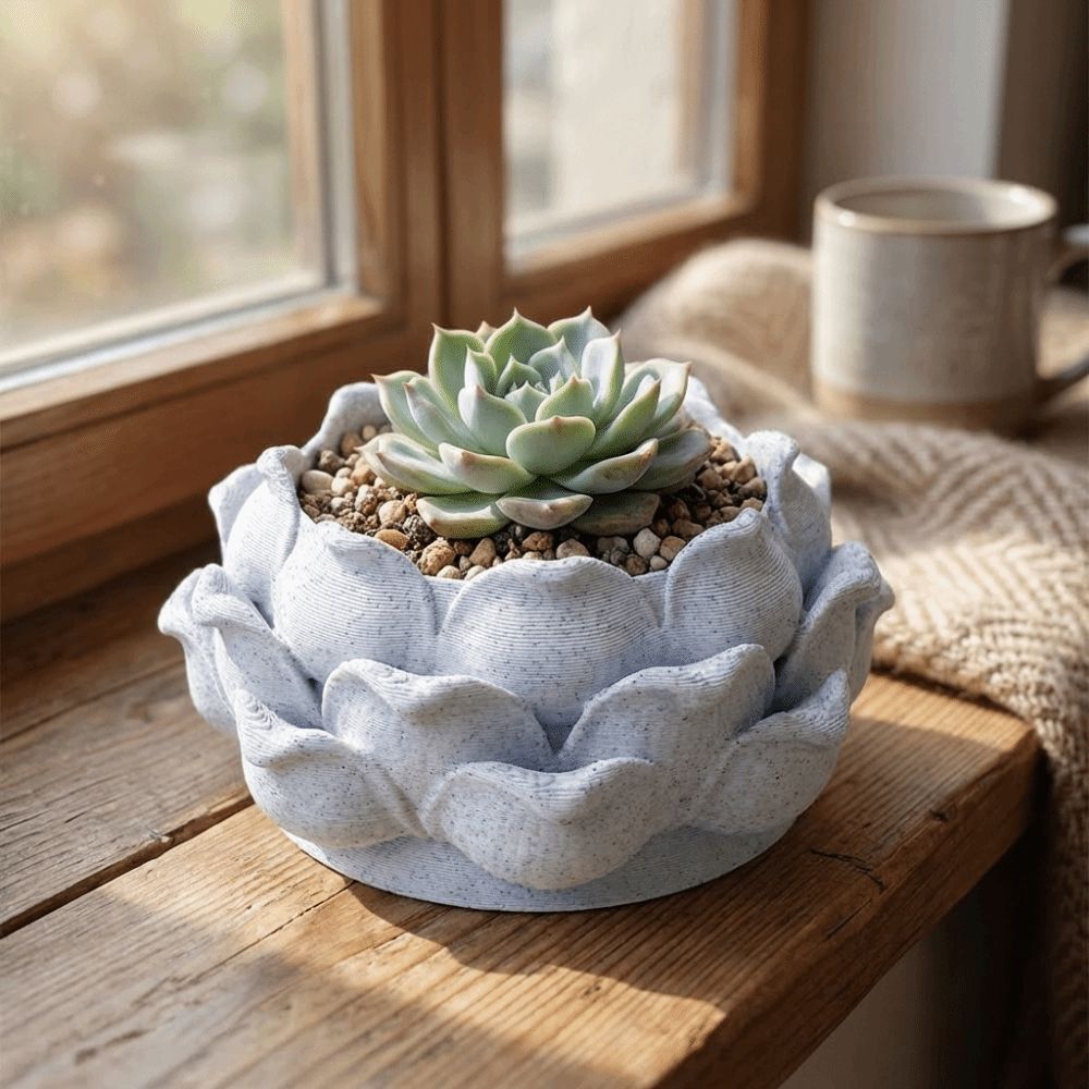 وعاء نباتات عصارية على شكل زهر - مراجعة Echeveria Succulent وسعره